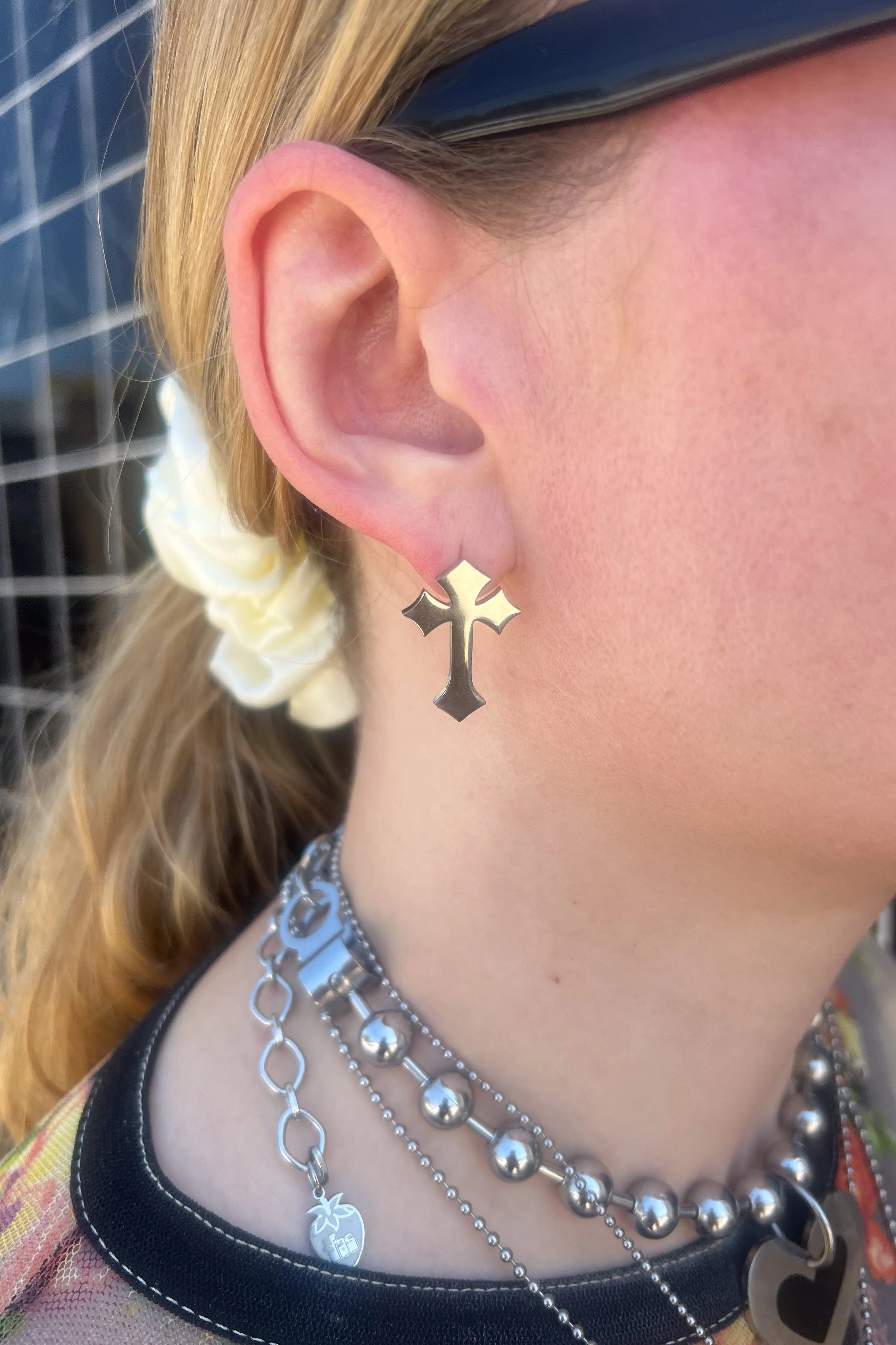 Stainless Steel Cross Stud Earrings sold by Tunnel Vision product image thumbnail 4