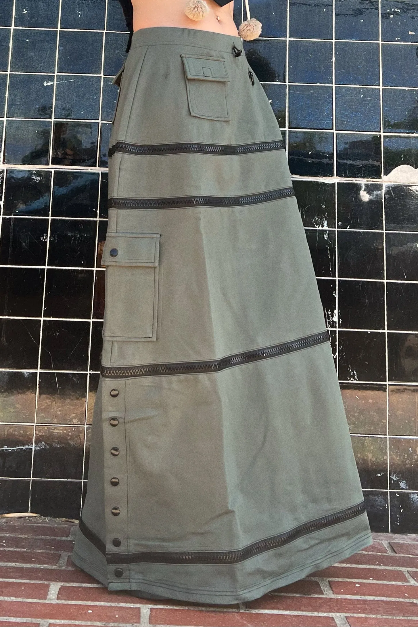TUNNEL VISION SECONDHAND (GRADE A) Olive Carmen 5-in-1 Convertible Cargo Skirt sold by Tunnel Vision product image thumbnail 3