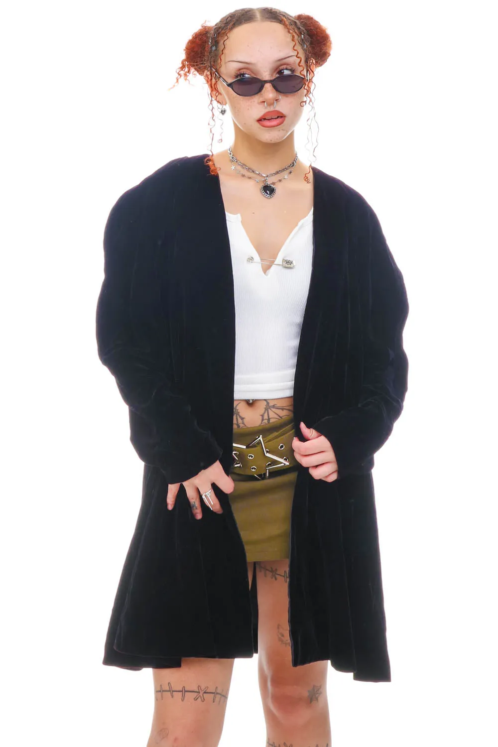 Vintage 80's Black Velvet Coat - OSFM sold by Tunnel Vision product image thumbnail 2