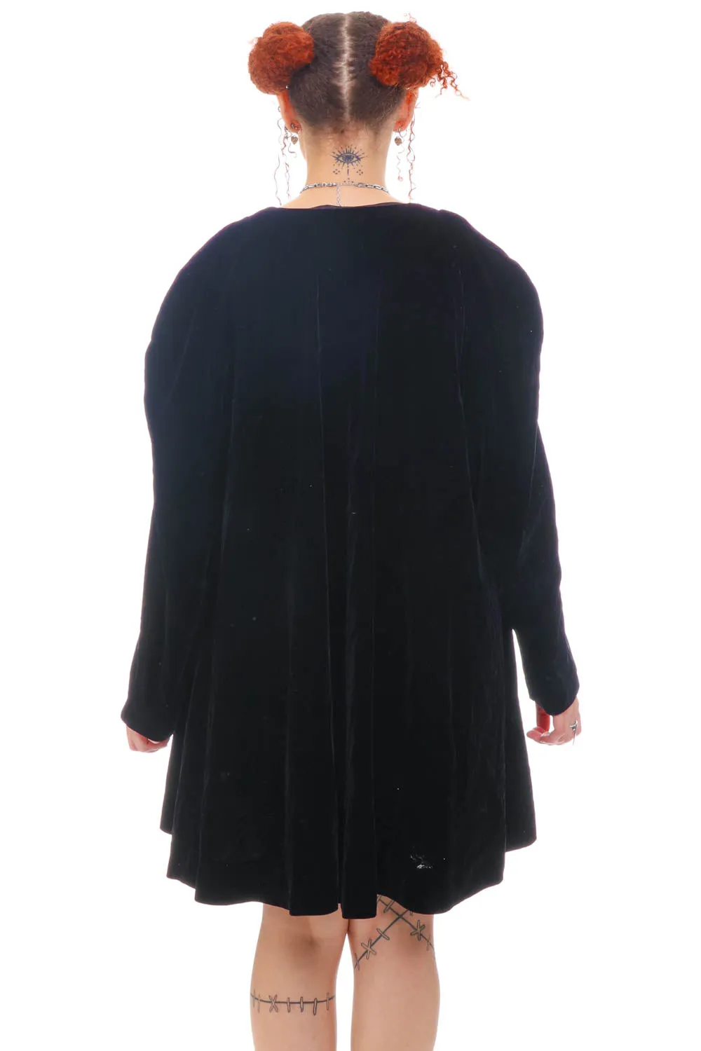 Vintage 80's Black Velvet Coat - OSFM sold by Tunnel Vision product image thumbnail 5