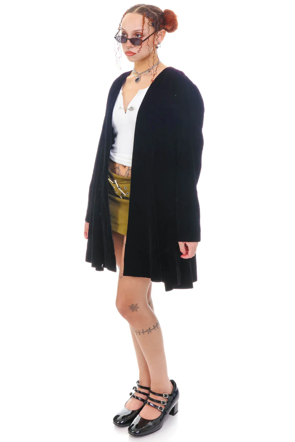 Vintage 80's Black Velvet Coat - OSFM sold by Tunnel Vision product image thumbnail 3