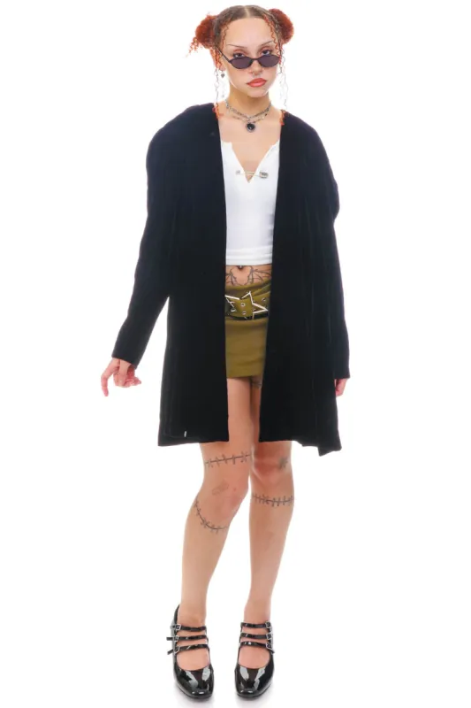 Vintage 80's Black Velvet Coat - OSFM sold by Tunnel Vision