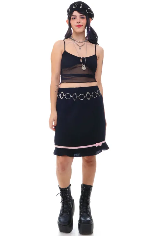 Vintage 90's Pretty Bow Little Black Skirt - M sold by Tunnel Vision