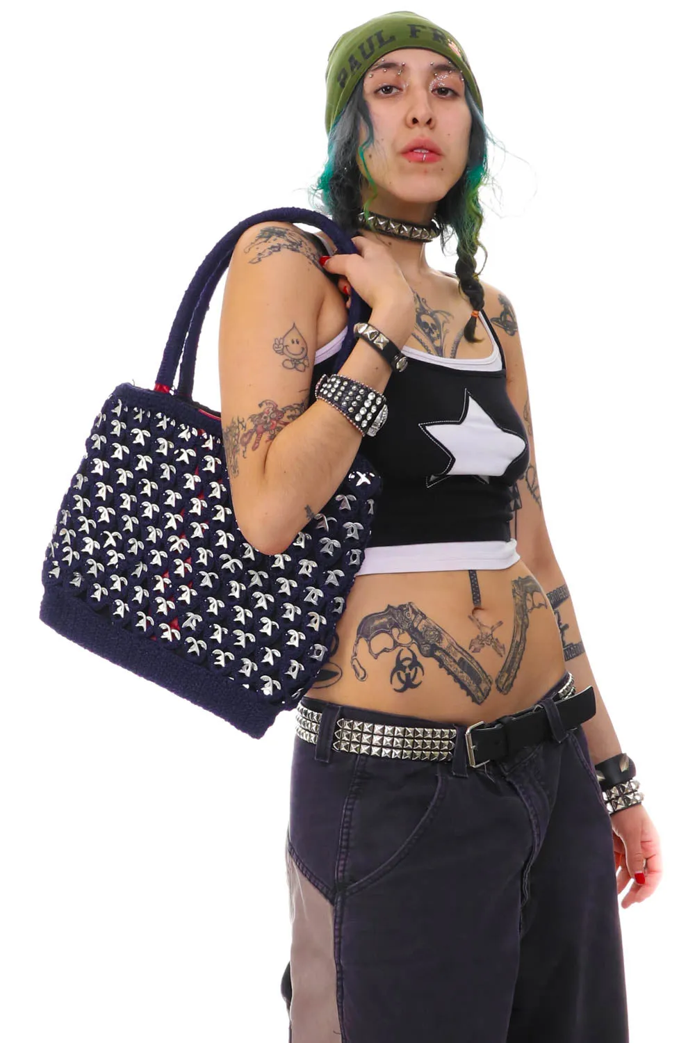 Vintage Navy Crochet Bottle Cap Bag - OSFM sold by Tunnel Vision product image thumbnail 4