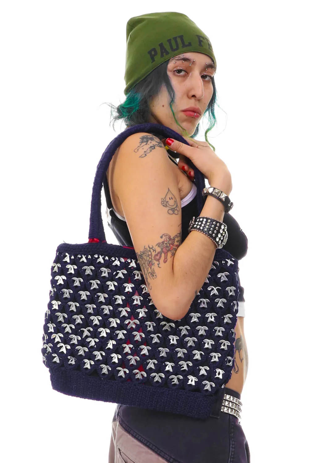 Vintage Navy Crochet Bottle Cap Bag - OSFM sold by Tunnel Vision product image thumbnail 5