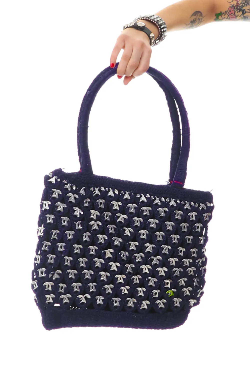 Vintage Navy Crochet Bottle Cap Bag - OSFM sold by Tunnel Vision product image thumbnail 3