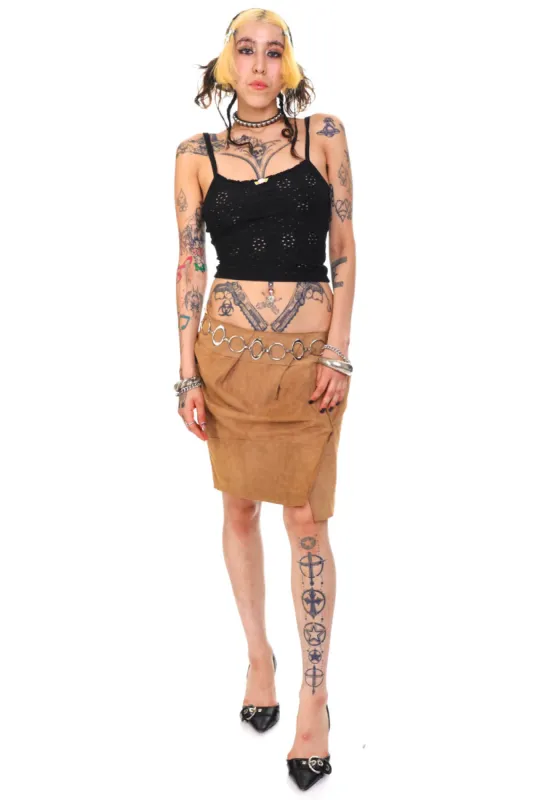 Vintage Y2K Soft Suede Leather Skirt - M/L sold by Tunnel Vision