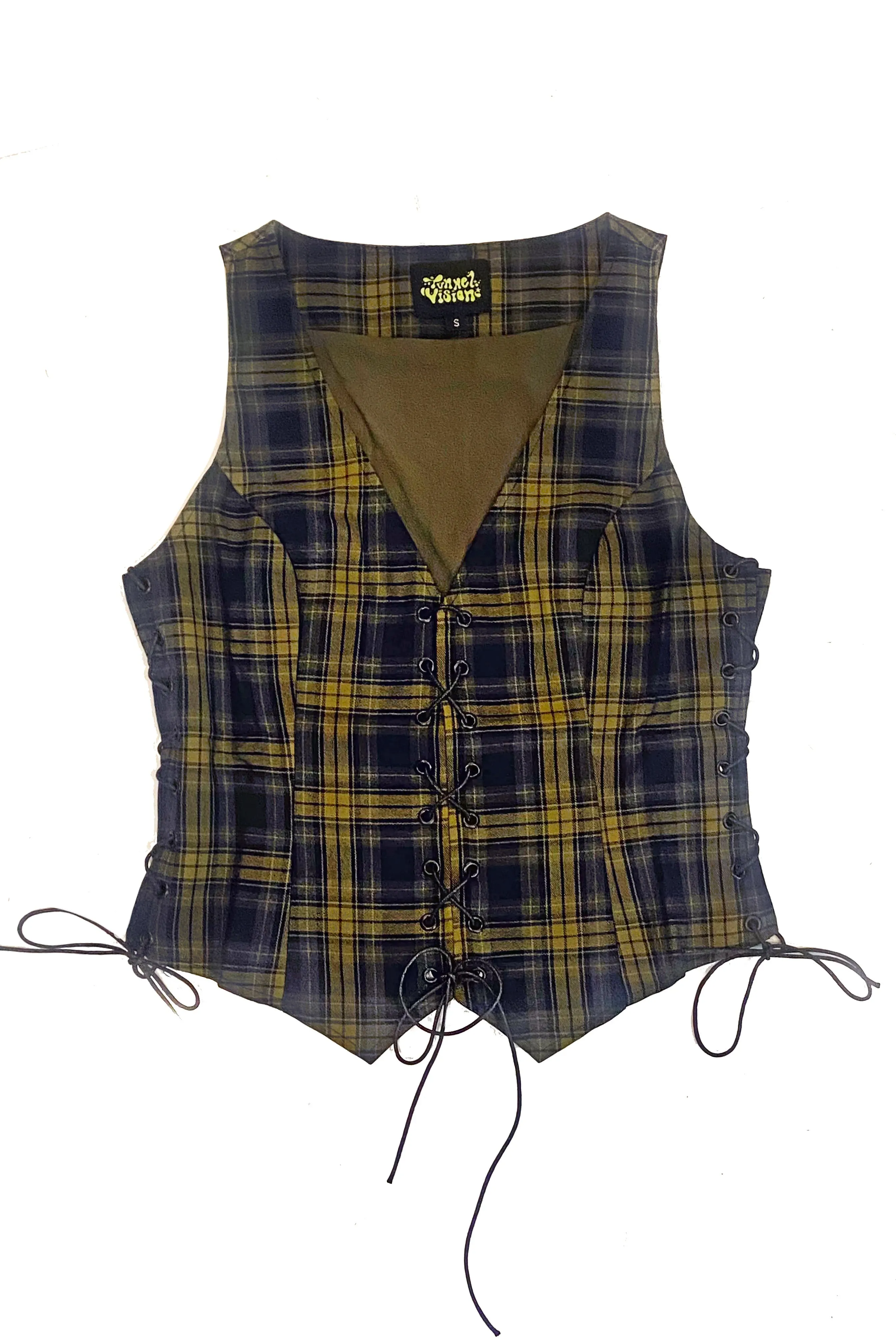 Evie Plaid Lace-Up Top sold by Tunnel Vision