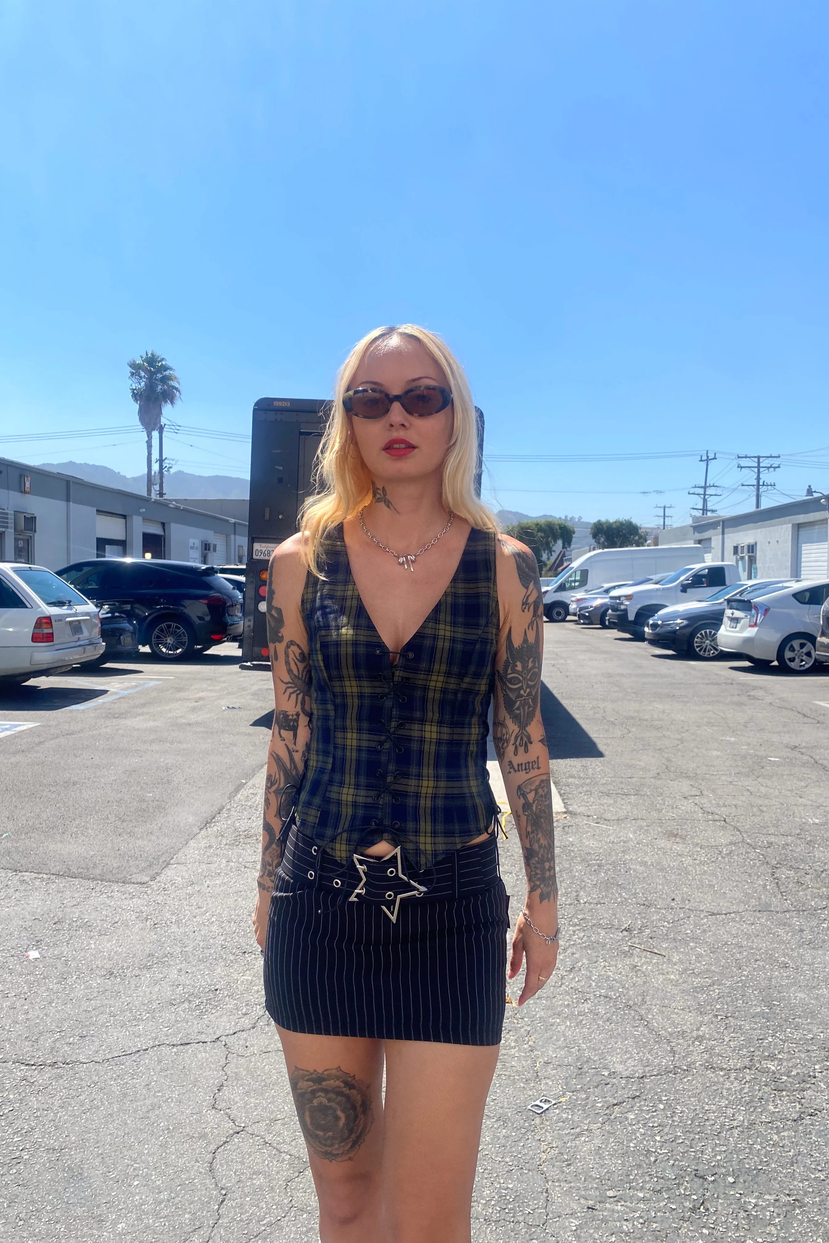 Evie Plaid Lace-Up Top sold by Tunnel Vision product image thumbnail 4