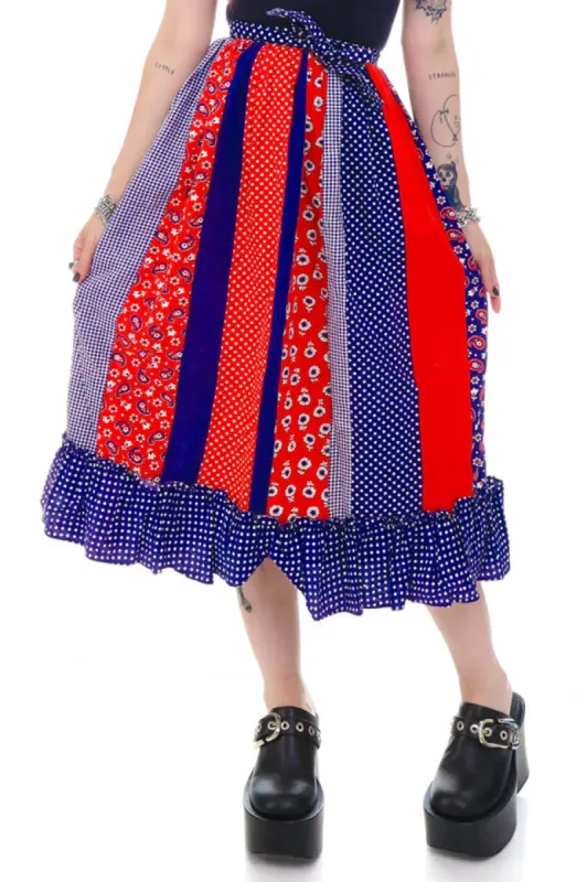 Vintage 70's Mix Print Stripe Ruffle Skirt sold by Tunnel Vision