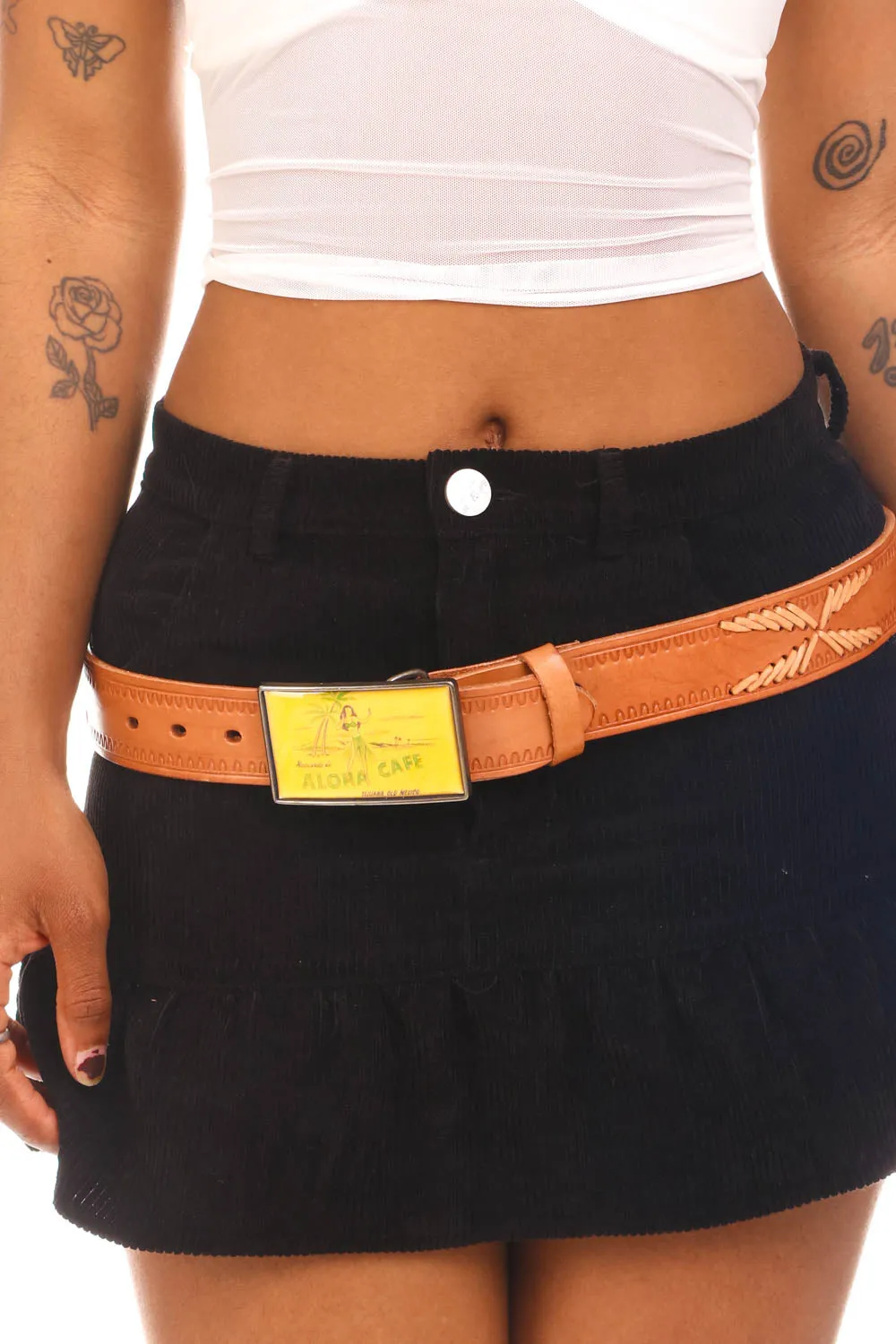 Vintage 90's Aloha Cafe Buckle Detailed Leather Belt - L sold by Tunnel Vision product image thumbnail 2