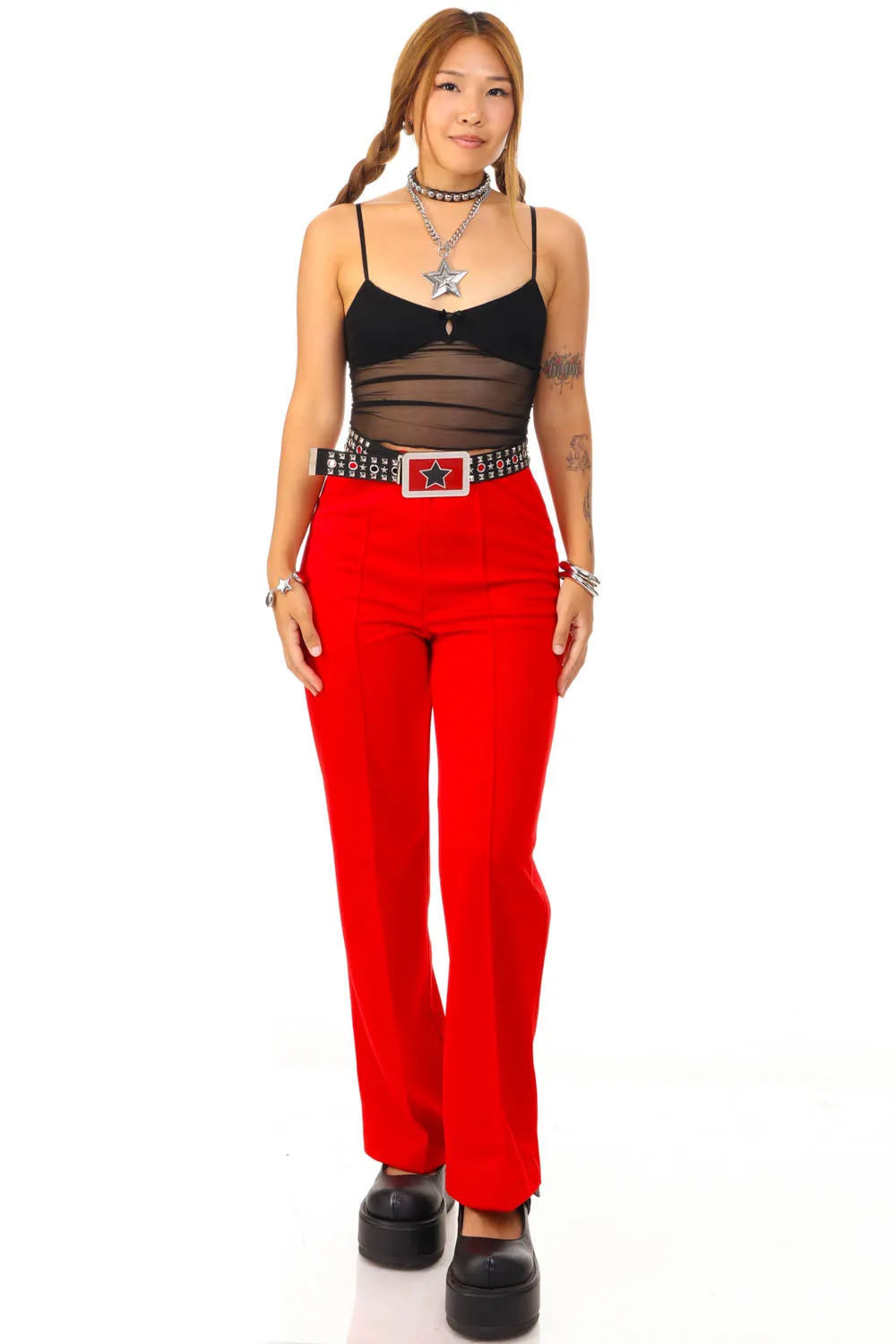 Vintage 70's Ko Ko Knits Red Flares - S/M sold by Tunnel Vision product image thumbnail 3