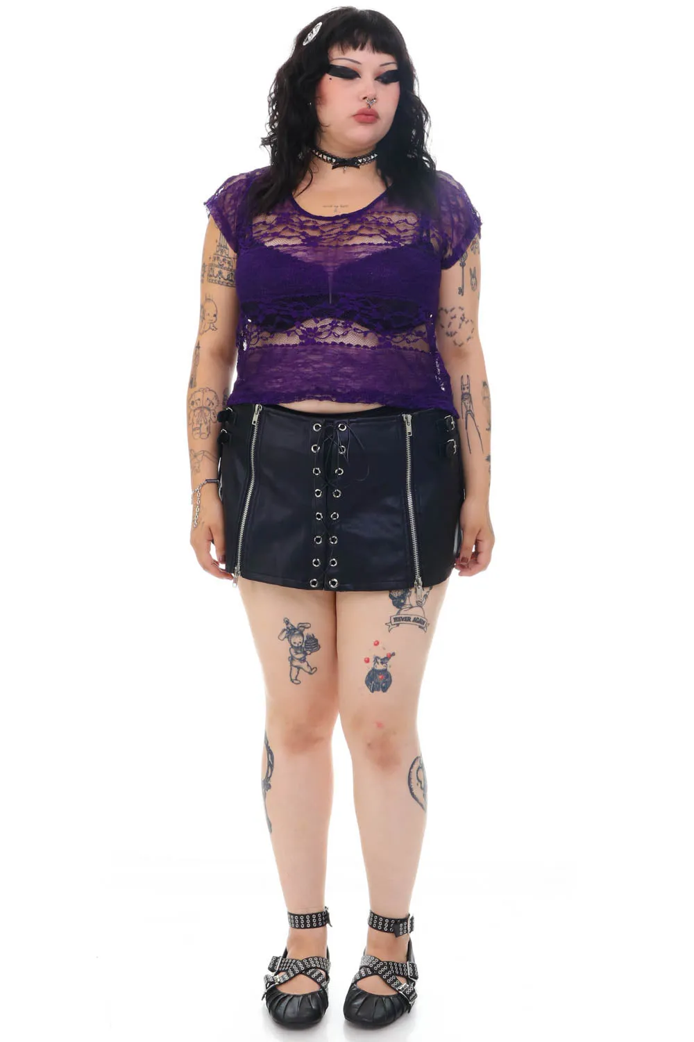 Vintage Y2K Witch Purple Lace Top - OSFM sold by Tunnel Vision product image thumbnail 2