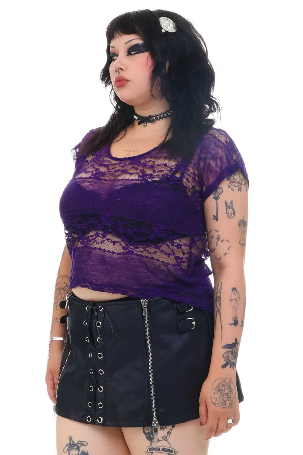 Vintage Y2K Witch Purple Lace Top - OSFM sold by Tunnel Vision product image thumbnail 4