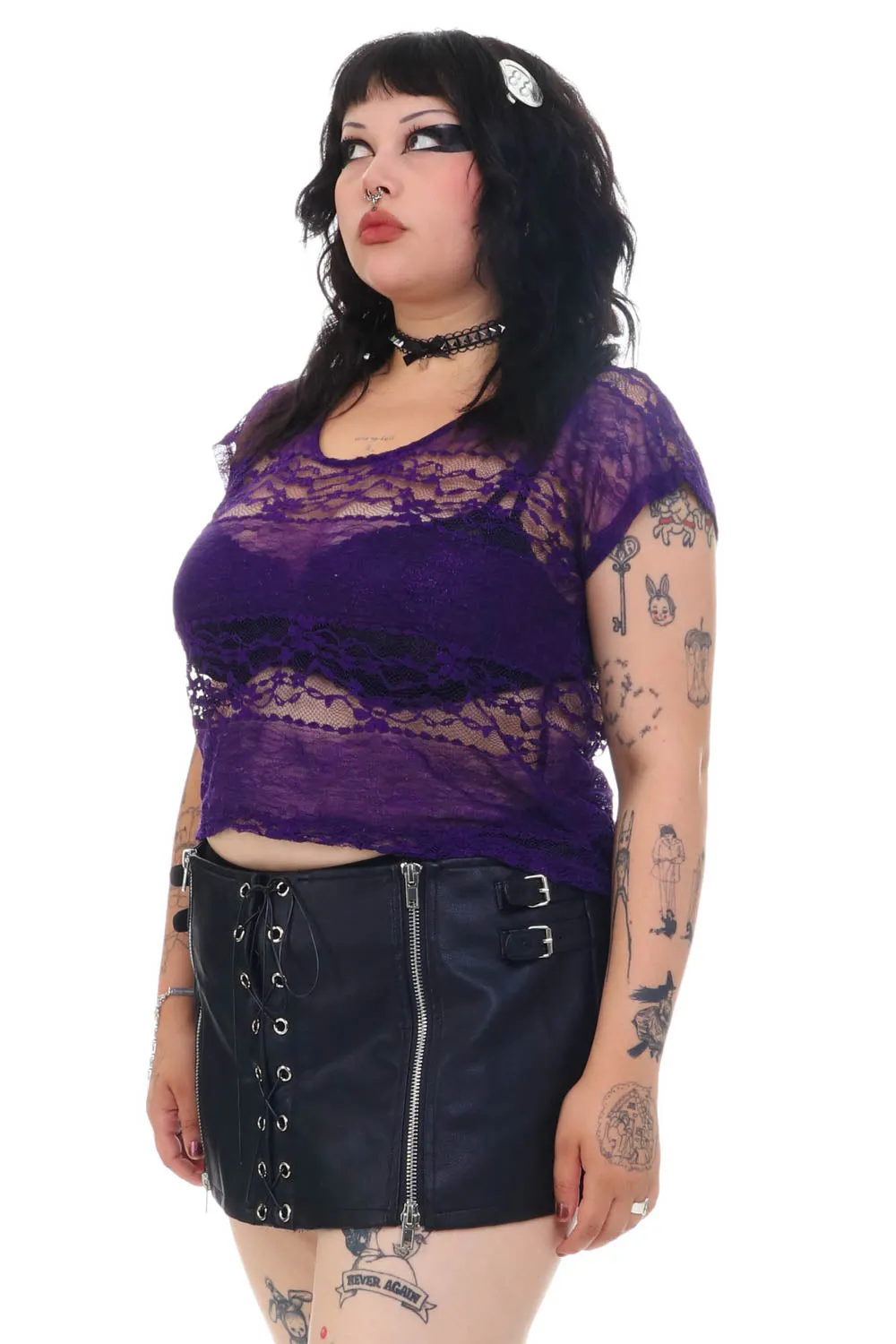 Vintage Y2K Witch Purple Lace Top - OSFM sold by Tunnel Vision product image thumbnail 3