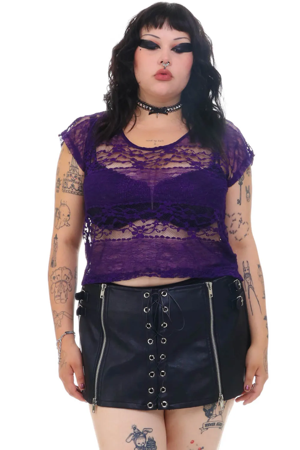Vintage Y2K Witch Purple Lace Top - OSFM sold by Tunnel Vision