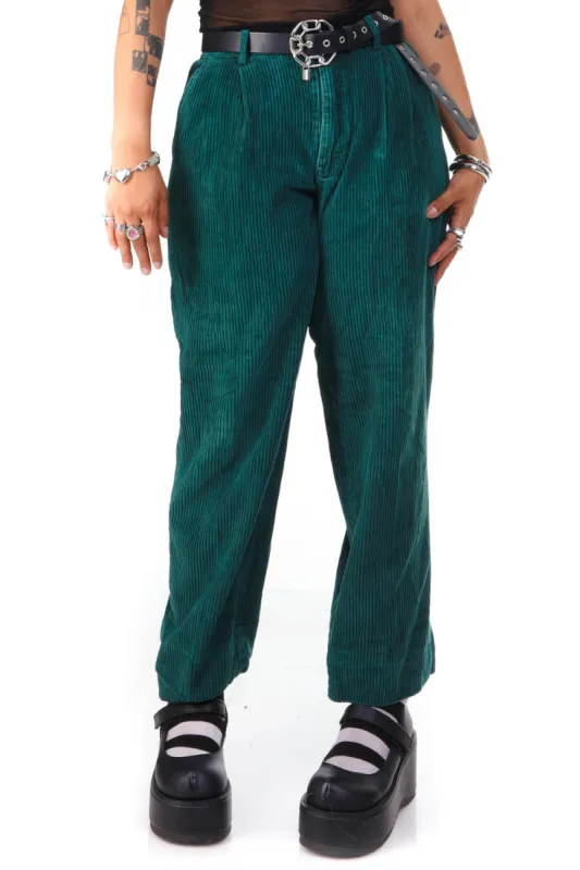 Vintage 90's Teal Ribbed Corduroy Pants - L sold by Tunnel Vision