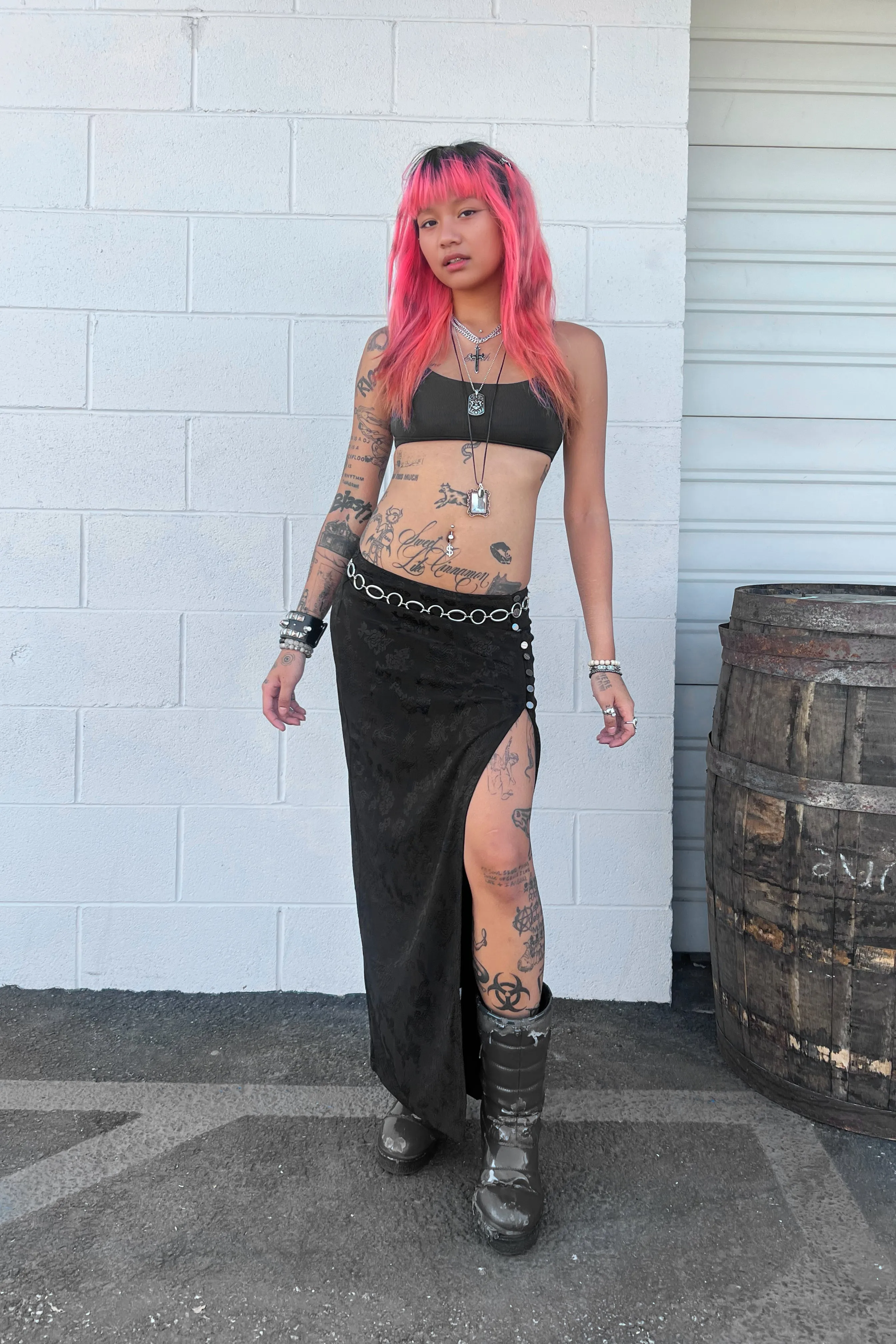 Siren Black High Slit Skirt sold by Tunnel Vision product image thumbnail 2