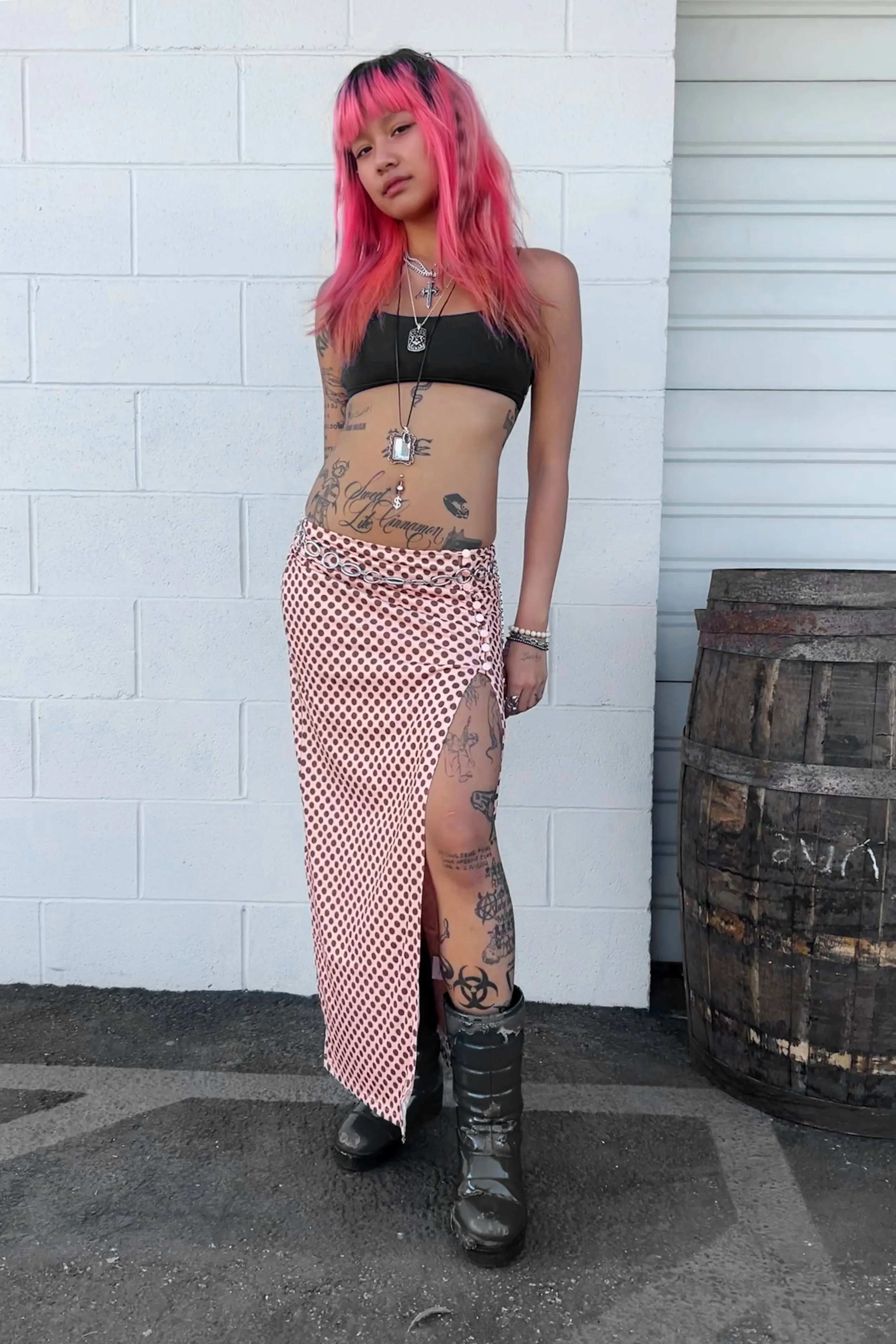 Siren Polka Dot High Slit Skirt sold by Tunnel Vision product image thumbnail 2