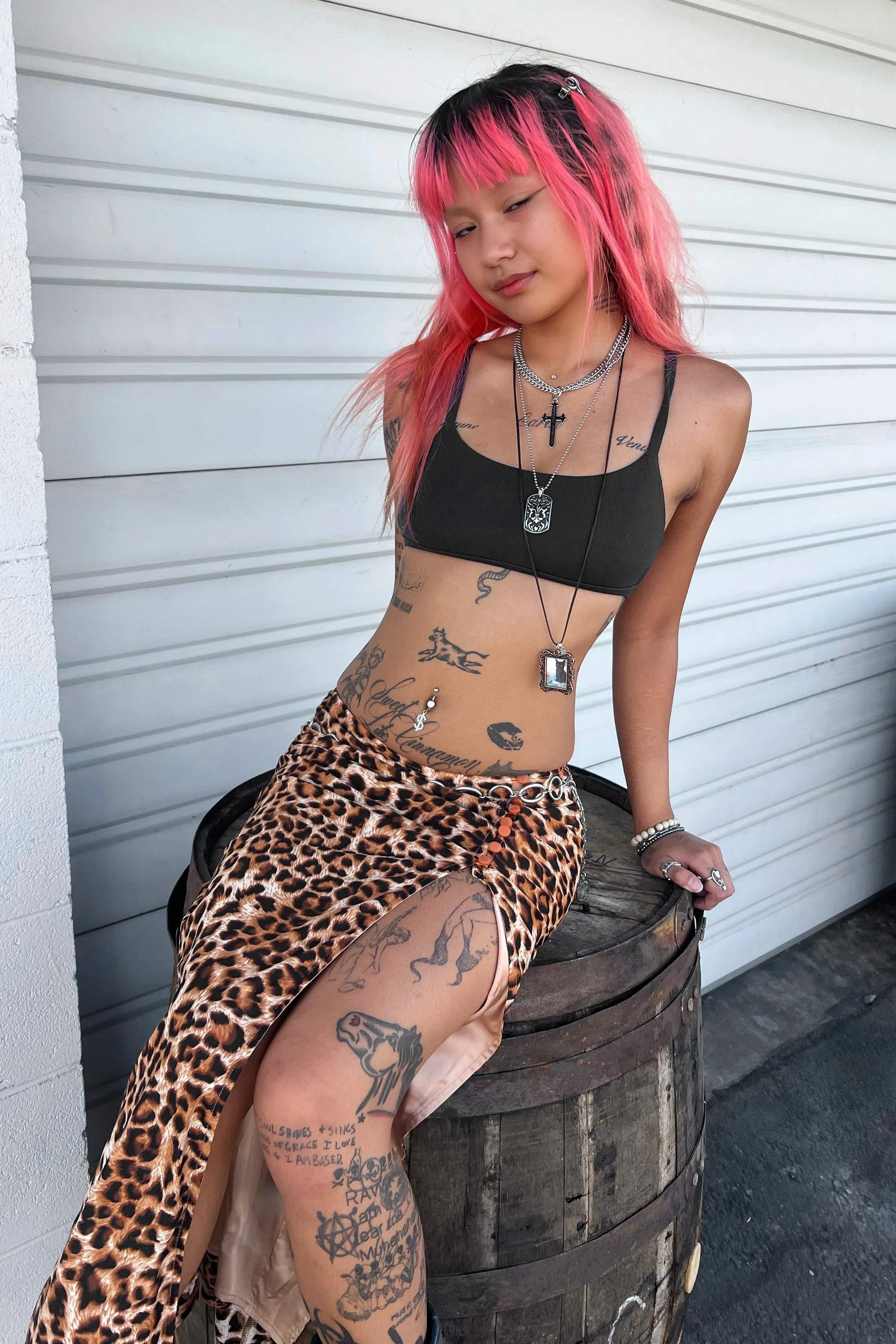 Siren Leopard Print High Slit Skirt sold by Tunnel Vision product image thumbnail 2