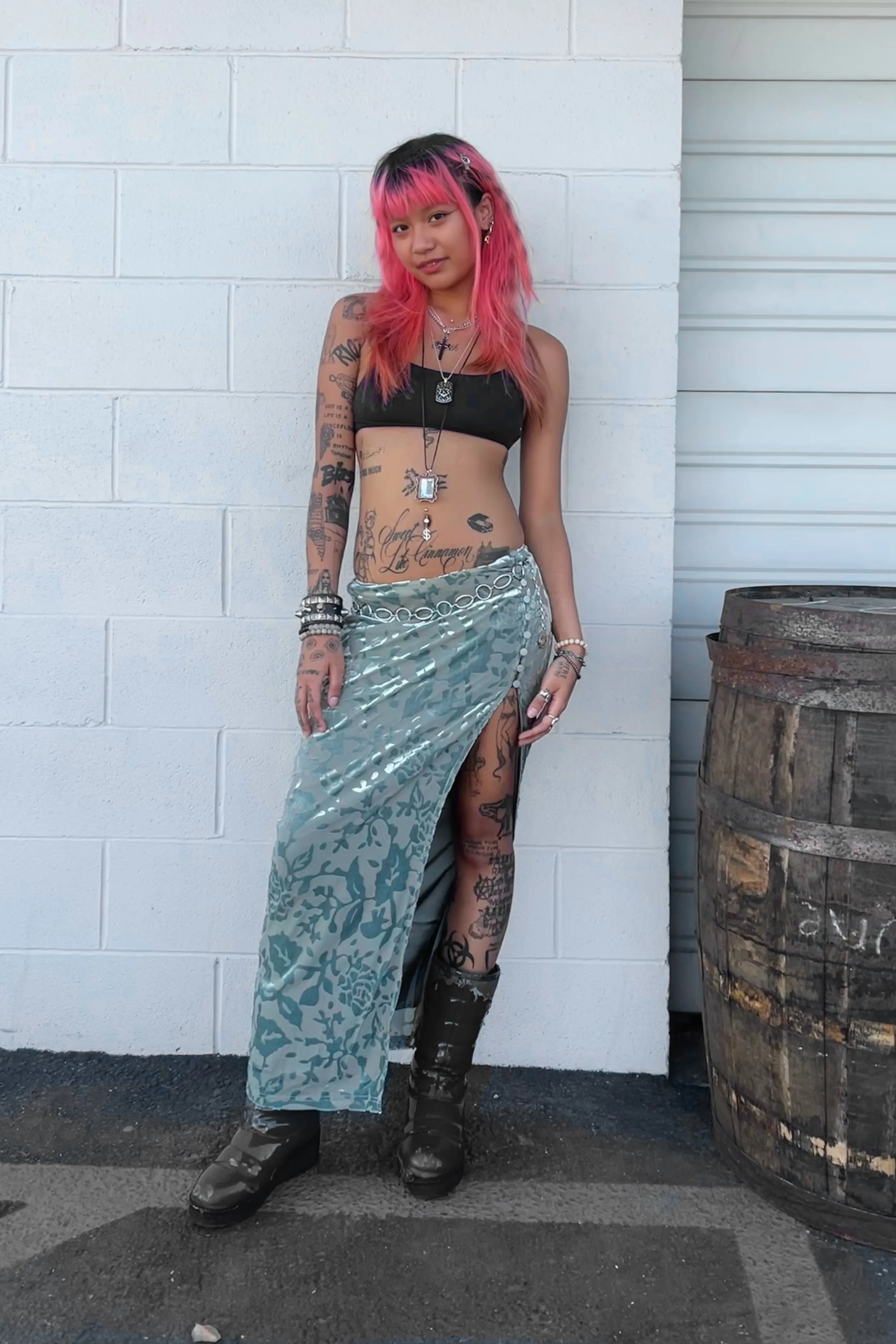Siren Sage Green High Slit Skirt sold by Tunnel Vision product image thumbnail 2