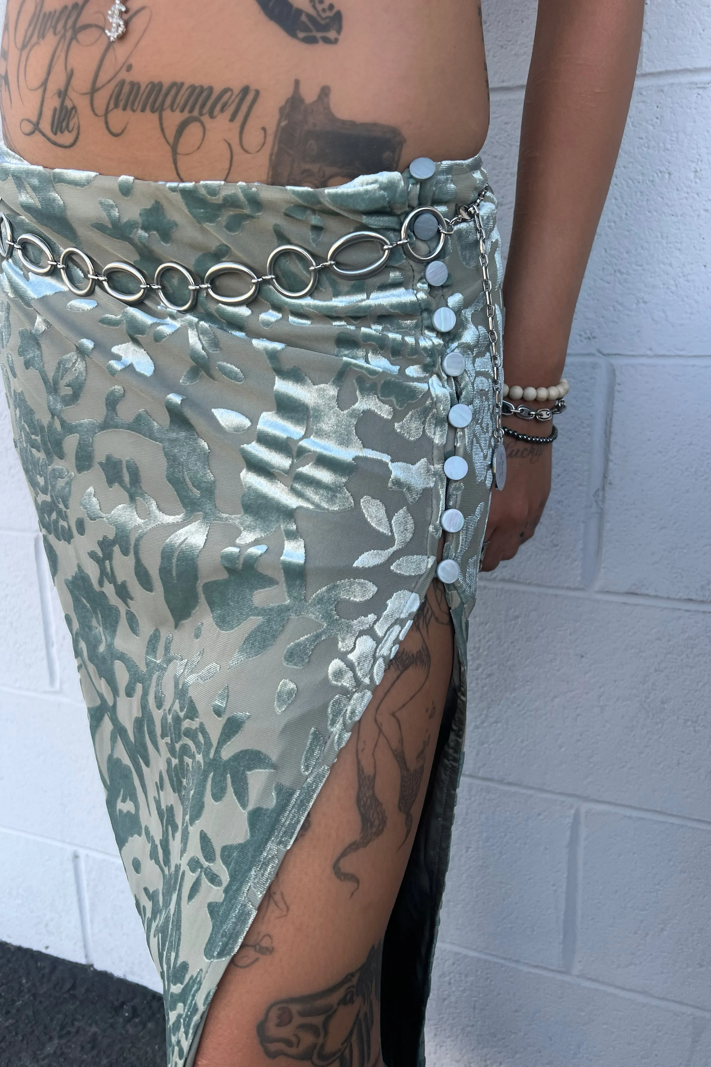 Siren Sage Green High Slit Skirt sold by Tunnel Vision product image thumbnail 3