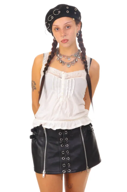 Vintage Y2K White Lace Tank Top - S/M sold by Tunnel Vision