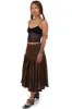 Vintage 80's Shades Of Brown Stripe Pleated Wool Skirt - S sold by Tunnel Vision