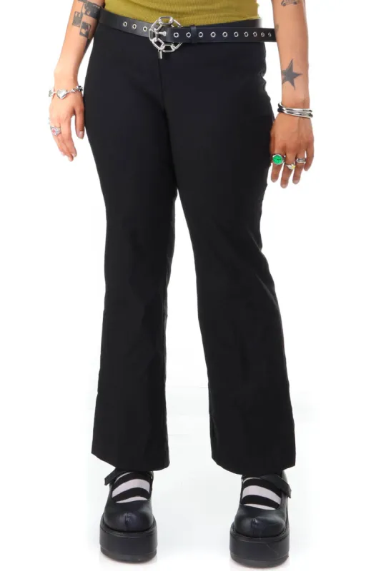 Vintage Y2K Structure Black Flared Trousers - L sold by Tunnel Vision