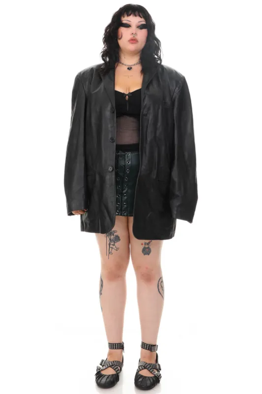 Vintage 90's Black Leather Jacket - XL/2X sold by Tunnel Vision