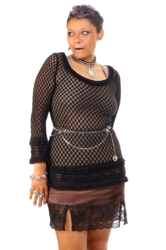 Vintage 90's Max Studio Gothic Lace Top - L sold by Tunnel Vision