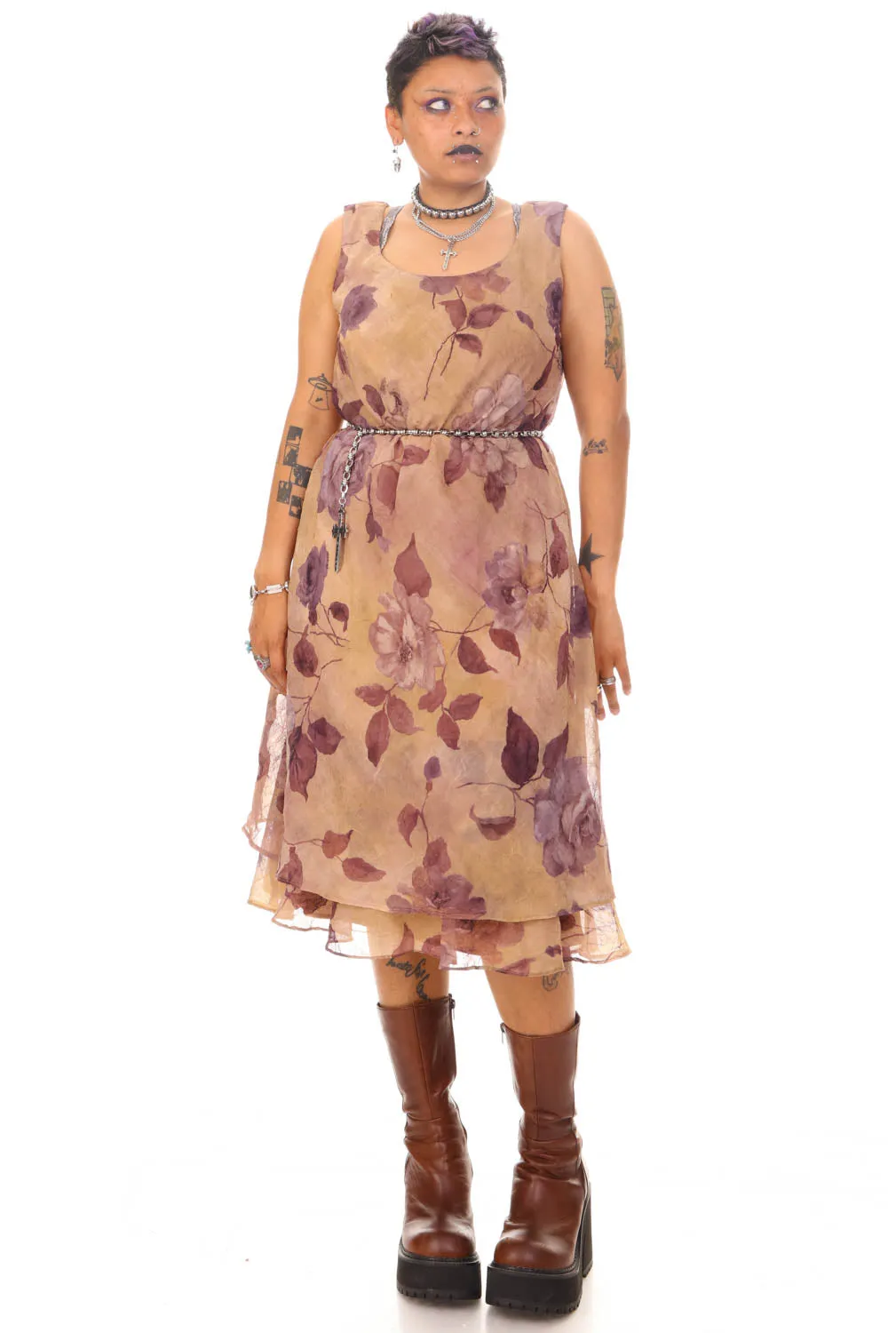 Vintage 90's Faded Rose Tank Maxi Dress - L/XL/2X sold by Tunnel Vision