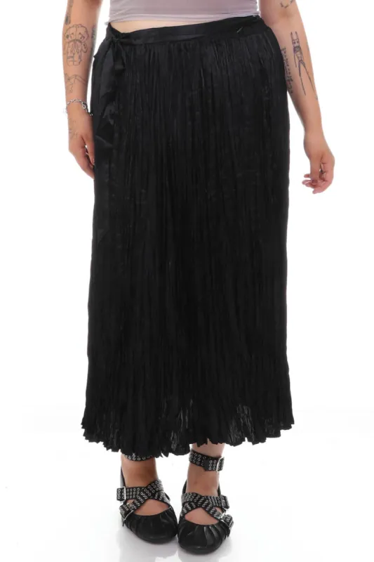 Vintage Y2K Gothic Black Pleated Maxi Skirt - XL/2X/3X sold by Tunnel Vision