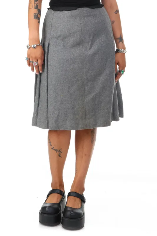 Vintage 90's Grey Wool Pleated Skirt - M/L sold by Tunnel Vision