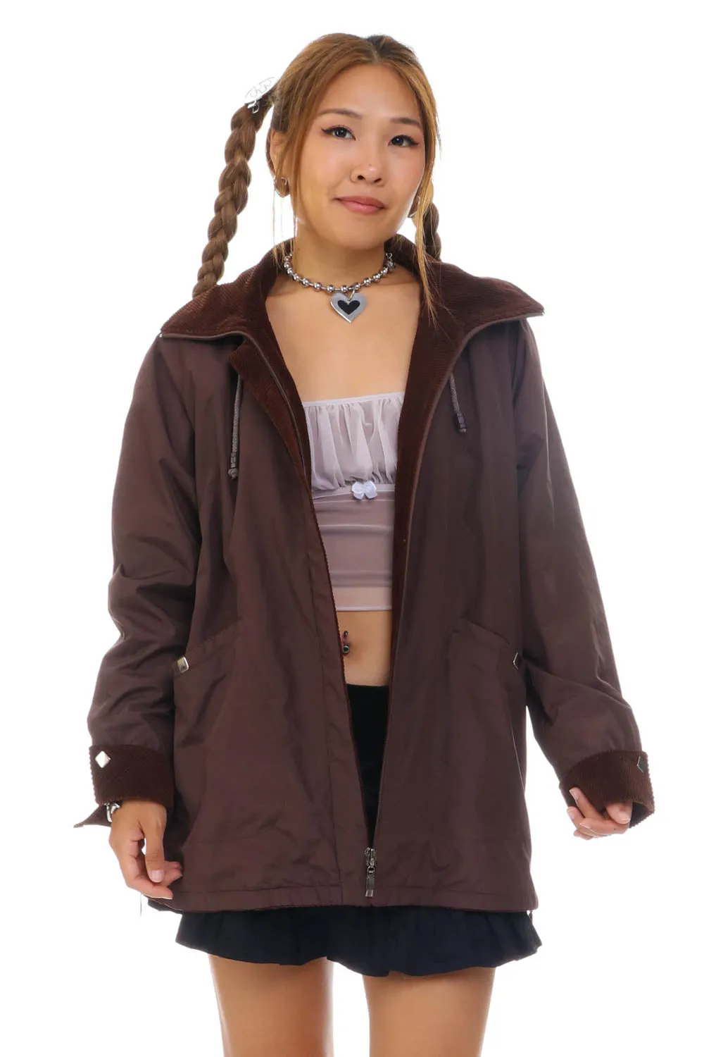 Vintage Y2K Corduroy Collared Brown Jacket - OSFM sold by Tunnel Vision