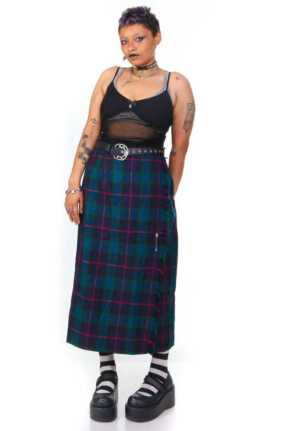 Vintage 80's Grunge Plaid Wool Maxi Skirt - L/XL sold by Tunnel Vision product image thumbnail 3