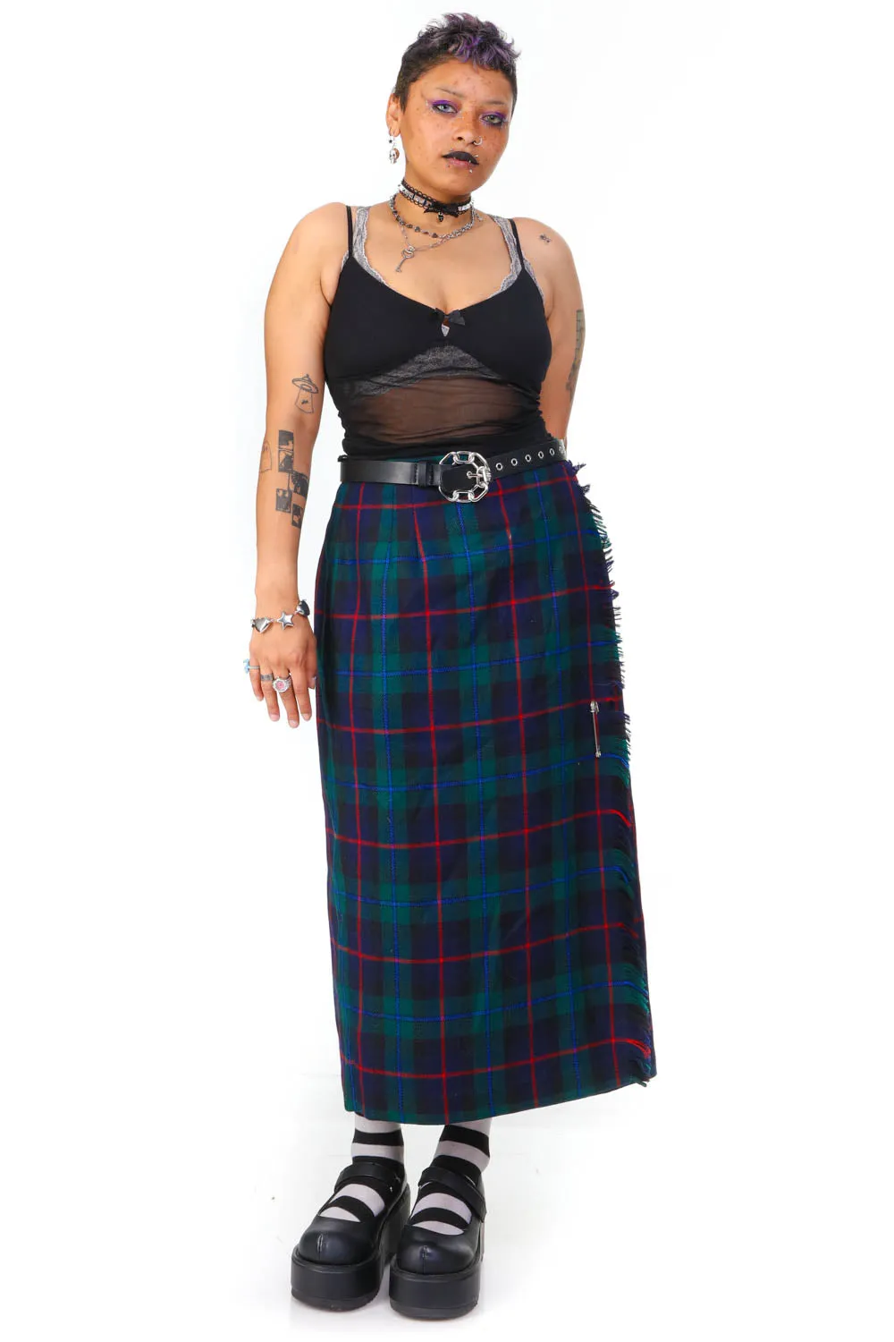 Vintage 80's Grunge Plaid Wool Maxi Skirt - L/XL sold by Tunnel Vision product image thumbnail 2