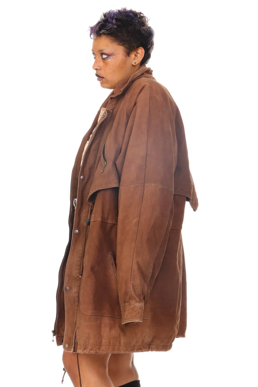 Vintage 80's Buttery Soft Brown Multi Pocket Leather Jacket - L/XL sold by Tunnel Vision product image thumbnail 4
