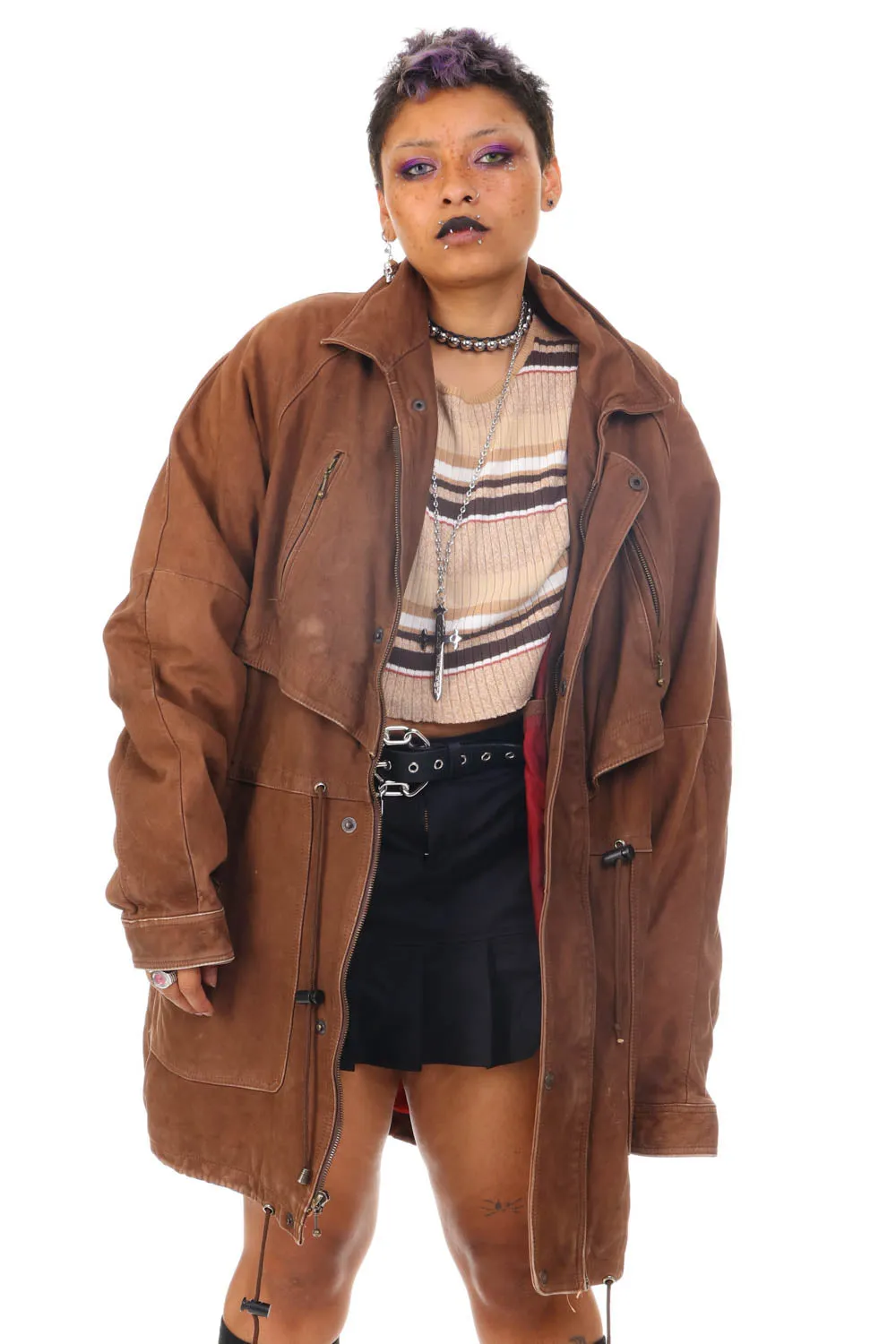 Vintage 80's Buttery Soft Brown Multi Pocket Leather Jacket - L/XL sold by Tunnel Vision product image thumbnail 3