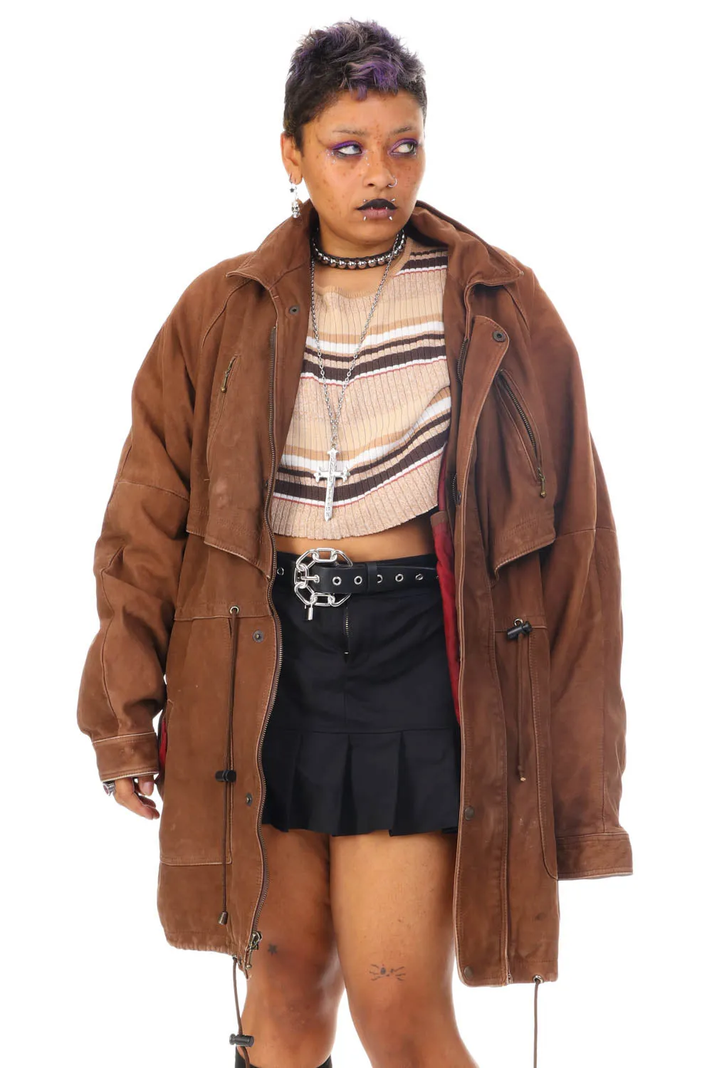 Vintage 80's Buttery Soft Brown Multi Pocket Leather Jacket - L/XL sold by Tunnel Vision