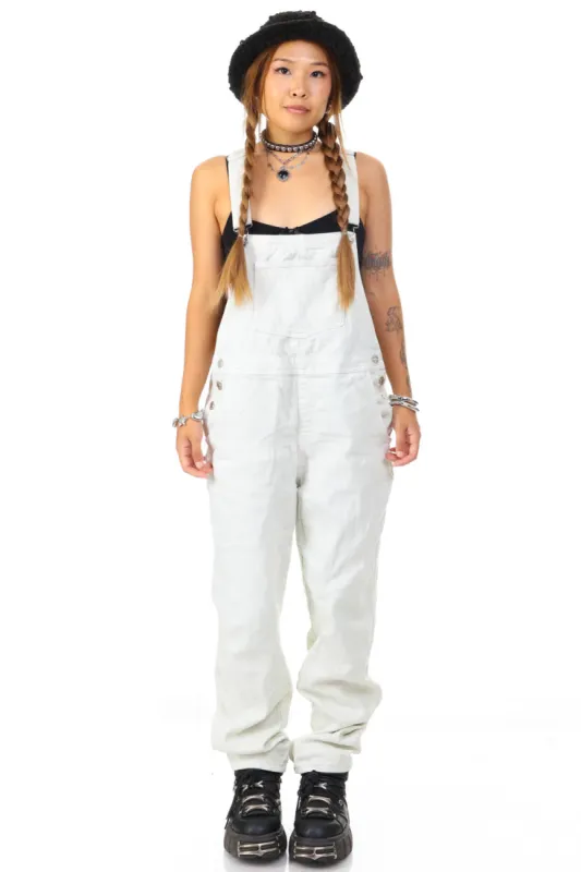 Vintage Y2K White Denim Overalls - M/L sold by Tunnel Vision