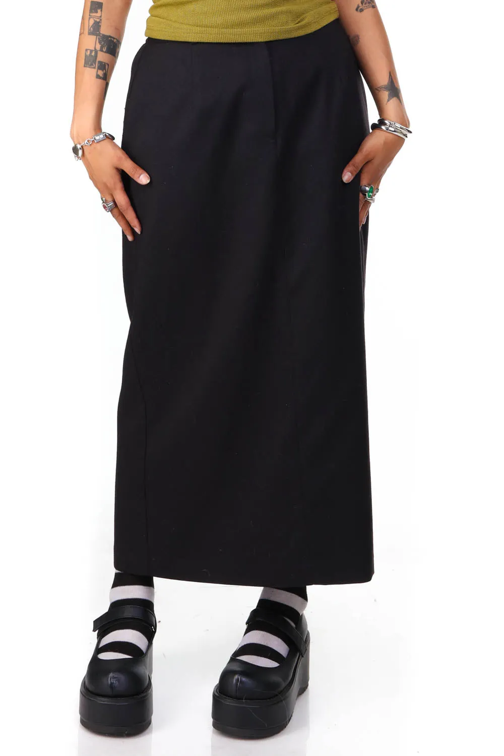 Vintage 90's Classic Black Maxi Skirt - L/XL sold by Tunnel Vision