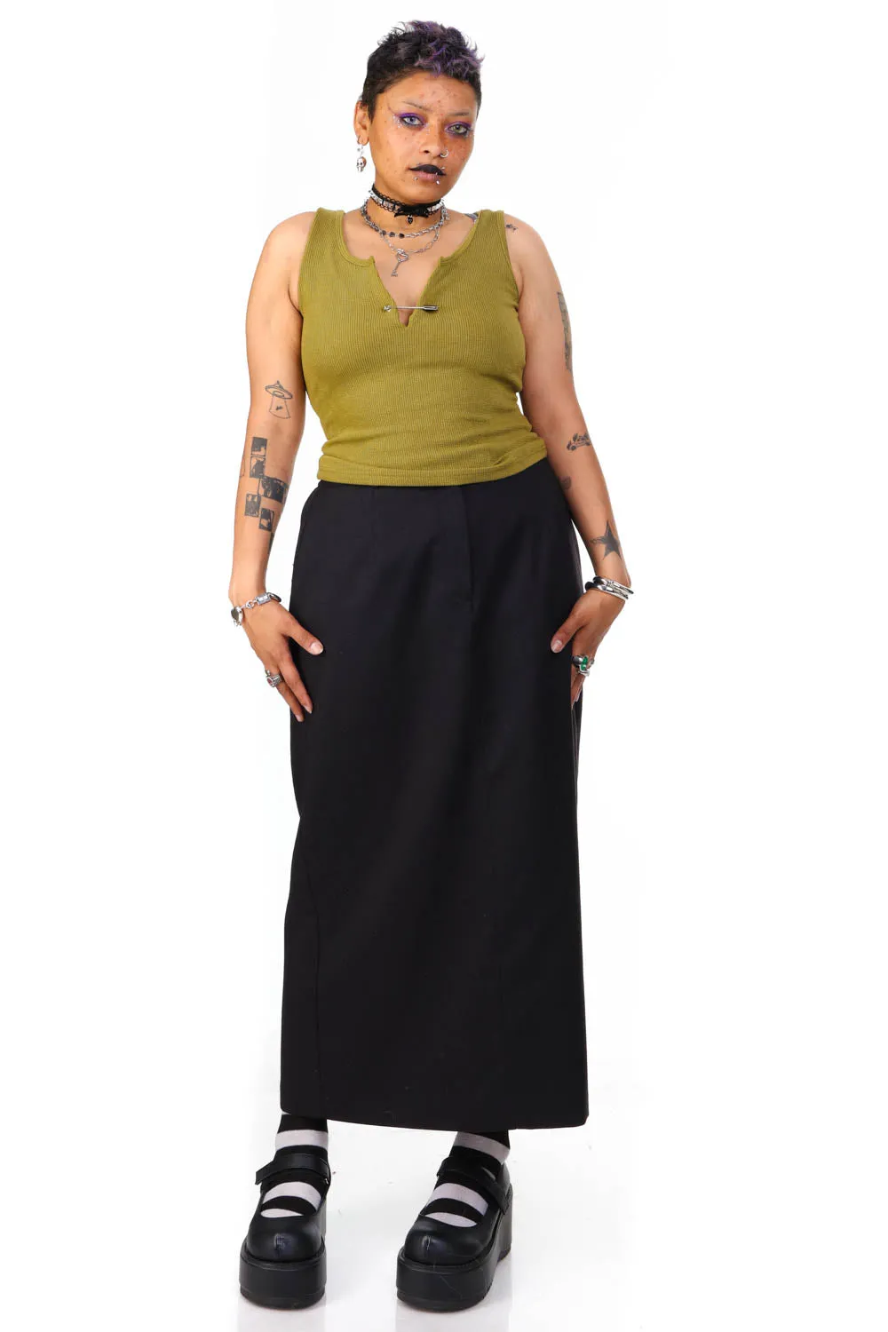 Vintage 90's Classic Black Maxi Skirt - L/XL sold by Tunnel Vision product image thumbnail 2