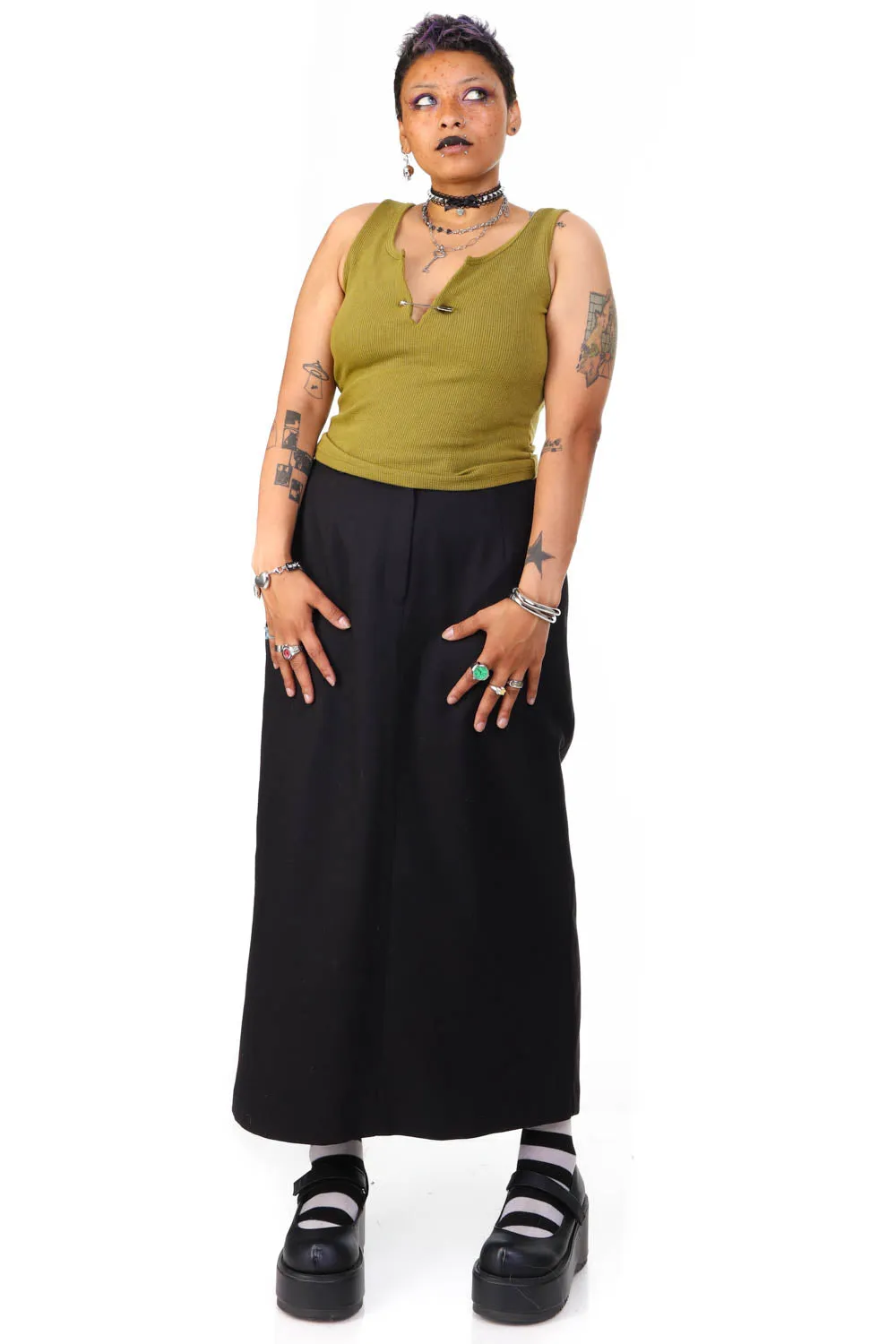 Vintage 90's Classic Black Maxi Skirt - L/XL sold by Tunnel Vision product image thumbnail 3
