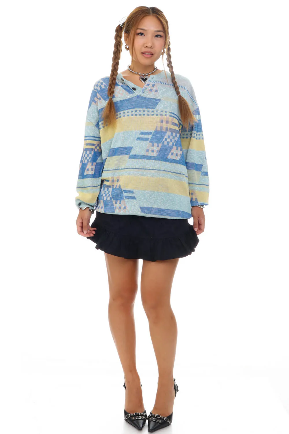 Vintage 90's City Boy Pastel Blue Knit Sweater - OSFM sold by Tunnel Vision product image thumbnail 3