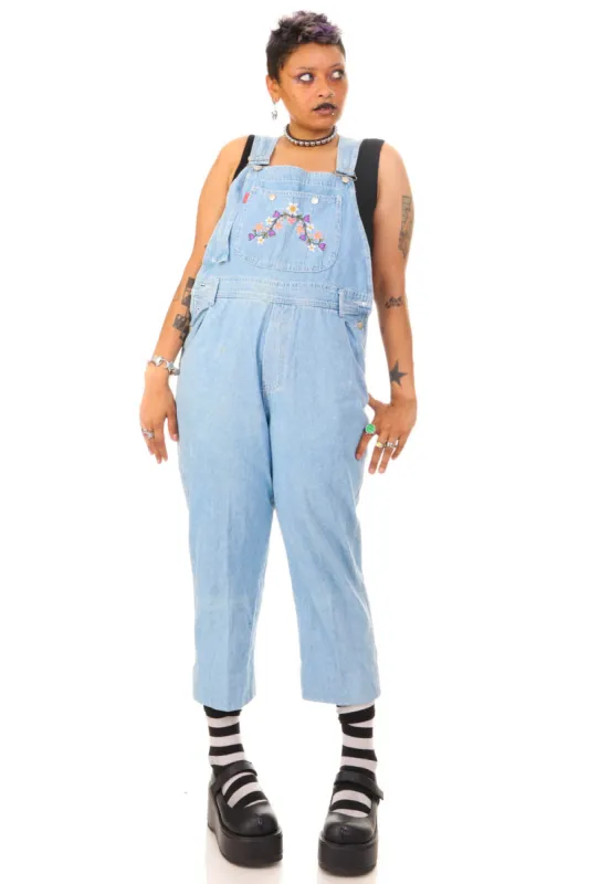 Vintage 90's D'Mode Classix Flower Denim Overalls - L sold by Tunnel Vision