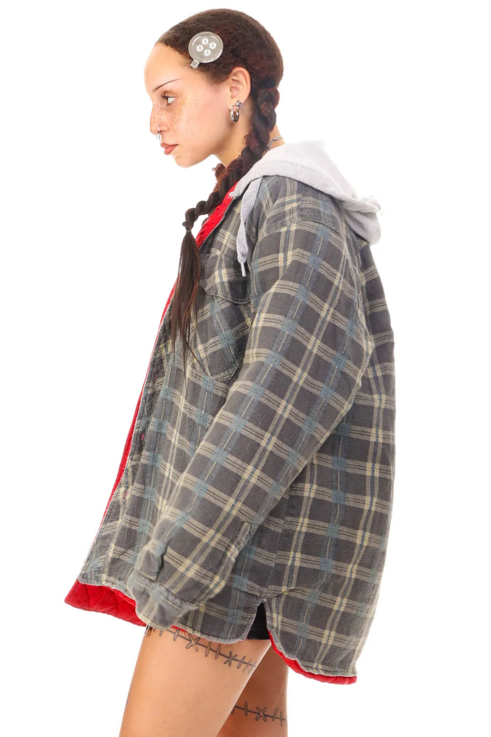 Vintage Y2K Faded Hoodie Flannel Jacket - OSFM sold by Tunnel Vision product image thumbnail 5