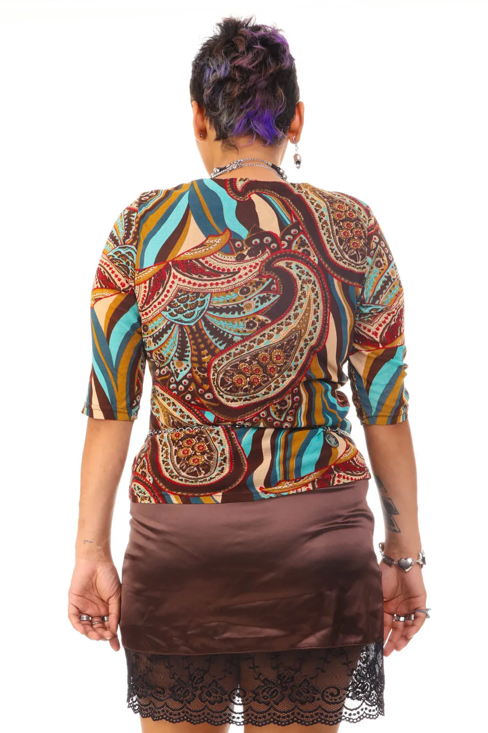 Vintage 90's May Brown Paisley Mesh Top - M/L sold by Tunnel Vision product image thumbnail 5