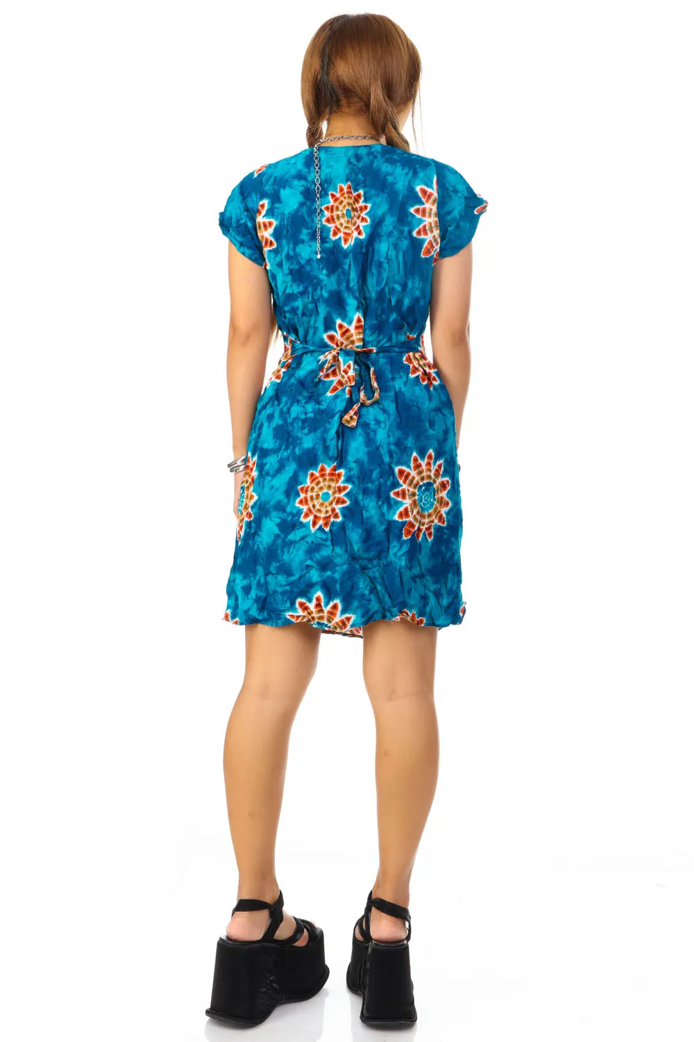 Vintage Y2K Tie-Dye Floral Short-Sleeve Dress - OSFM sold by Tunnel Vision product image thumbnail 5