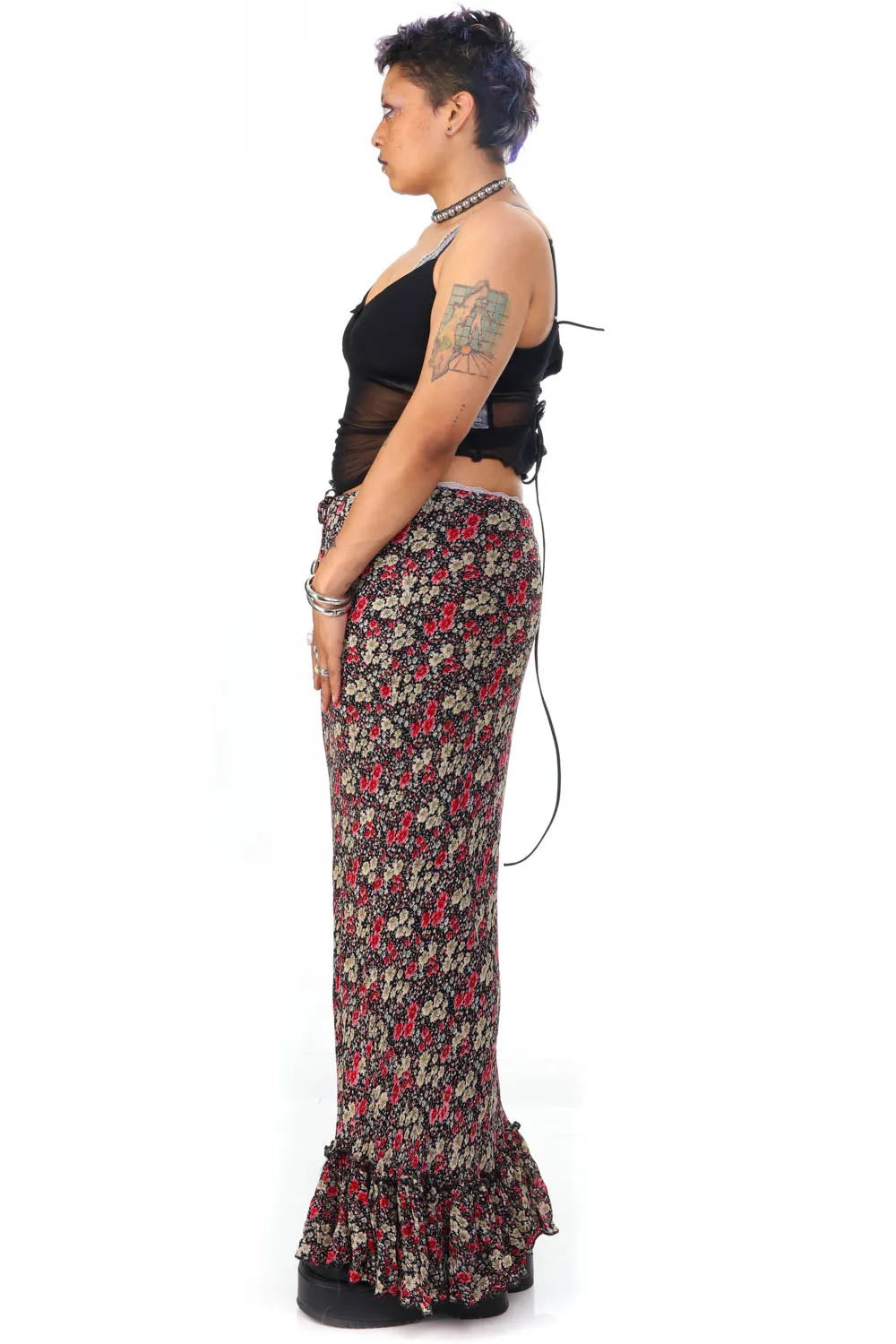 Vintage 90's Romantic Floral Ruffle Maxi Skirt - L/XL sold by Tunnel Vision product image thumbnail 4